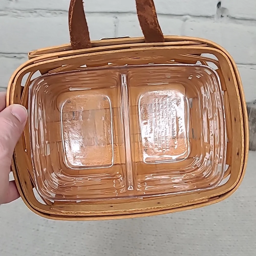 Longaberger Handmade Vtg '99 Classic Key Hanging Basket 10723 w/Divided Insert